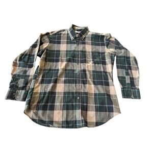 J.J. Cochran Lightweight Plaid Button Front Shirt 16-16½ L Long Sleeve Vintage